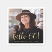 Hello 60 Sixtiethバースデーパーティーの写真 スタンダードカクテルナプキン (正面)