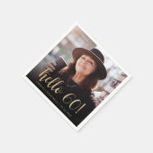 Hello 60 Sixtiethバースデーパーティーの写真 スタンダードカクテルナプキン (角)