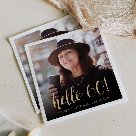 Hello 60 Sixtiethバースデーパーティーの写真 スタンダードカクテルナプキン