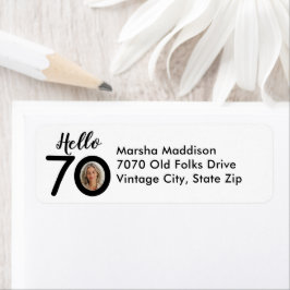 Hello 70カスタムフォト誕生日差出人住所 ラベル
