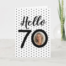 Hello 70白黒ドットフォト誕生日カード カード