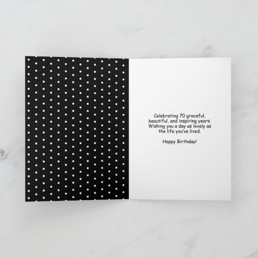 Hello 70白黒ドットフォト誕生日カード カード (内部)