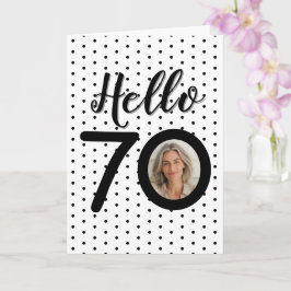 Hello 70白黒ドットフォト誕生日カード カード