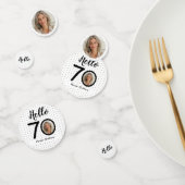 Hello 70白黒ドット写真&名前誕生日 コンフェッティ (グループ)