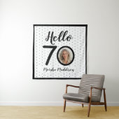 Hello 70白黒ドット写真&名前誕生日 タペストリー (インサイチュ)