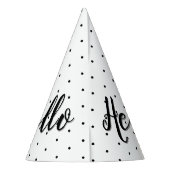 Hello 70白黒ドット写真&名前誕生日 パーティーハット (裏面)