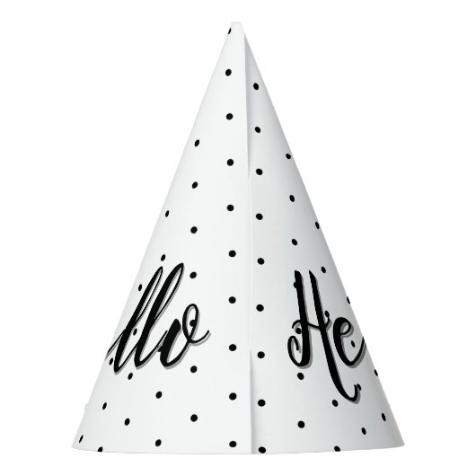 Hello 70白黒ドット写真&名前誕生日 パーティーハット (裏面)