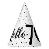 Hello 70白黒ドット写真&名前誕生日 パーティーハット (左)