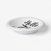 Hello 70白黒ドット写真&名前誕生日 ペーパーボウル (傾斜あり)