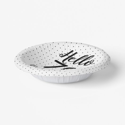 Hello 70白黒ドット写真&名前誕生日 ペーパーボウル (傾斜あり)