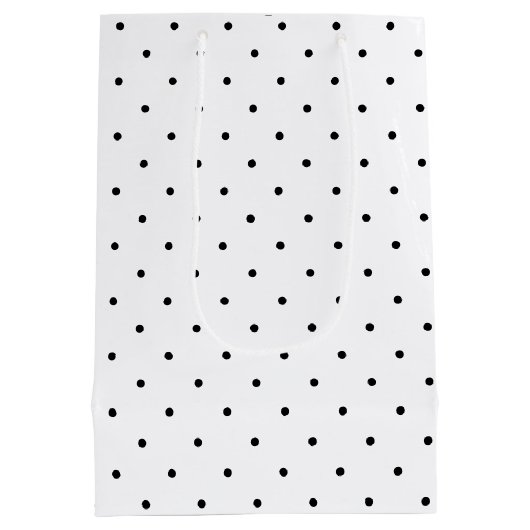 Hello 70白黒ドット写真&名前誕生日 ミディアムペーパーバッグ (裏面)