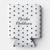 Hello 70白黒ドット写真&名前誕生日 缶クーラー (裏面)