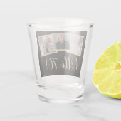 Hello 70誕生日3-Photoブラック金ゴールドスクリプト応援 ショットグラス (裏面)