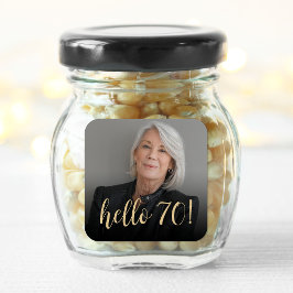 Hello 70 Birthday Partyフォト応援 スクエアシール