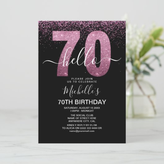 Hello 70 years modern birthday with photo 招待状 (スタンド正面)