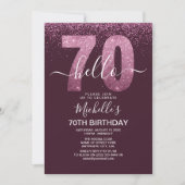 Hello 70 years modern birthday with photo 招待状 (正面)