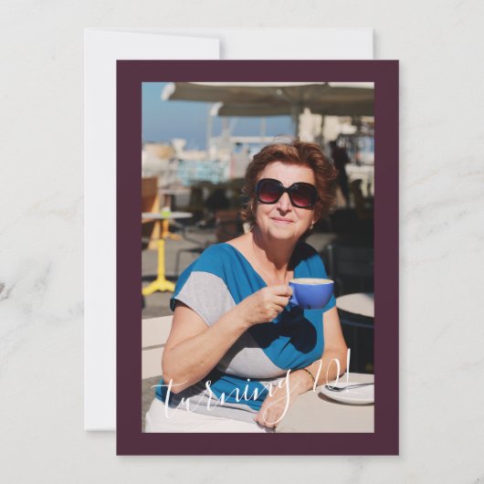 Hello 70 years modern birthday with photo 招待状 (裏面)