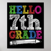 Hello 7th Grade Back To School First Day Kids Boys ポスター (正面)