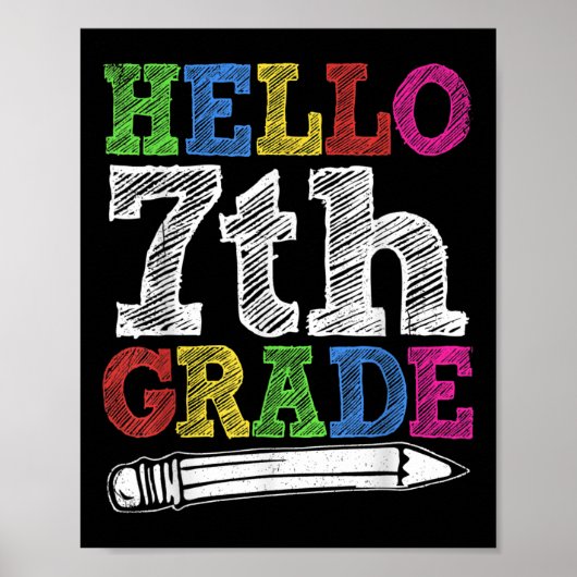 Hello 7th Grade Back To School First Day Kids Boys ポスター (正面)