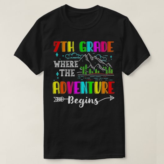Hello 7th Grade Where the Adventure Begins Back to Tシャツ (デザイン正面)