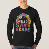 Hello 7th Seventh Grade Rainbow For Teachers Stude Tシャツ (正面)