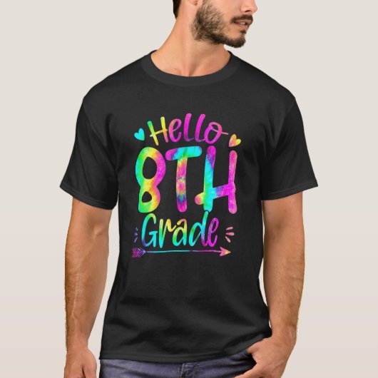 Hello 8年生のチーム絞り染め先生の子供のバックアップ tシャツ (正面)