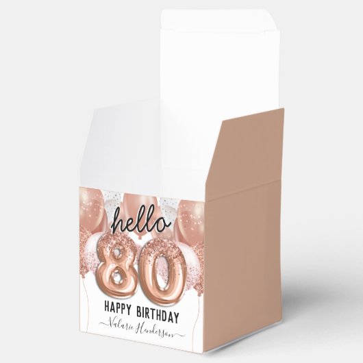 Hello 80ピンクグリッター誕生日バルーン優先ボックス フェイバーボックス (オープン)