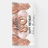 Hello 80ピンクグリッター誕生日バルーン記号 横断幕 (縦)