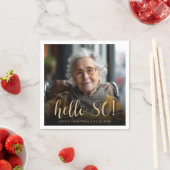 Hello 80 Eightethバースデーパーティーの写真 スタンダードカクテルナプキン (インサイチュ)