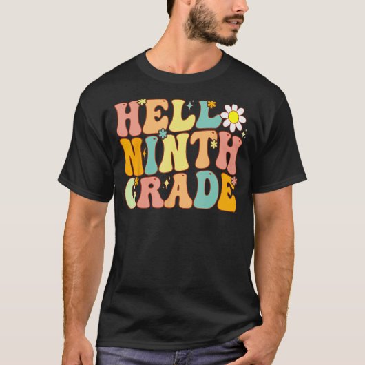 Hello 9年生Groovy 9年生Back School Tea Tシャツ (正面)