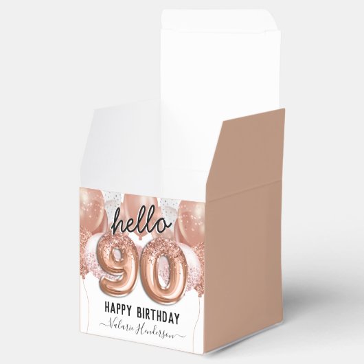 Hello 90ピンクグリッター誕生日バルーン優先ボックス フェイバーボックス (オープン)