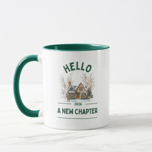 Hello A New Chapter 2026 | Cozy Green Mug マグカップ (左)