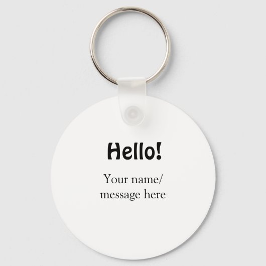 Hello add nameメッセージシンプルのミニマルビジネス項目 キーホルダー (正面)