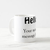 Hello add nameメッセージシンプルのミニマルビジネス項目 コーヒーマグカップ (正面左)