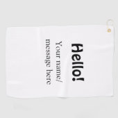 Hello add nameメッセージシンプルのミニマルビジネス項目 ゴルフタオル (横)