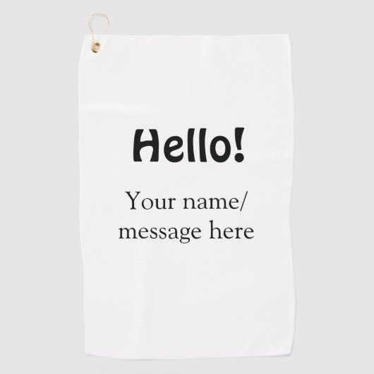 Hello add nameメッセージシンプルのミニマルビジネス項目 ゴルフタオル (正面)