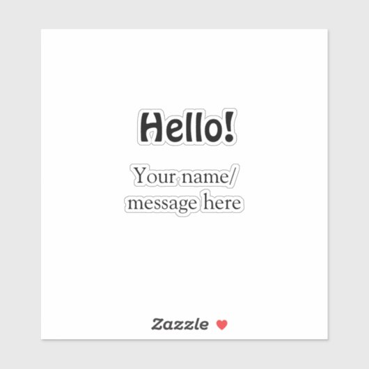 Hello add nameメッセージシンプルのミニマルビジネス項目 シール (シート)