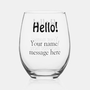 Hello add nameメッセージシンプルのミニマルビジネス項目 ステムなしワイングラス