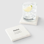 Hello add nameメッセージシンプルのミニマルビジネス項目 ストーンコースター (横)
