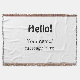 Hello add nameメッセージシンプルのミニマルビジネス項目 スローブランケット