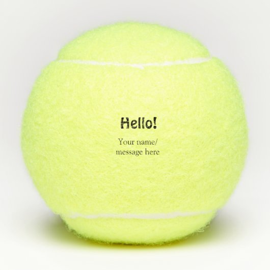 Hello add nameメッセージシンプルのミニマルビジネス項目 テニスボール (正面)