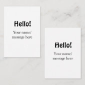 Hello add nameメッセージシンプルのミニマルビジネス項目 ノートカード (正面/裏面)