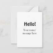 Hello add nameメッセージシンプルのミニマルビジネス項目 ノートカード (裏面)