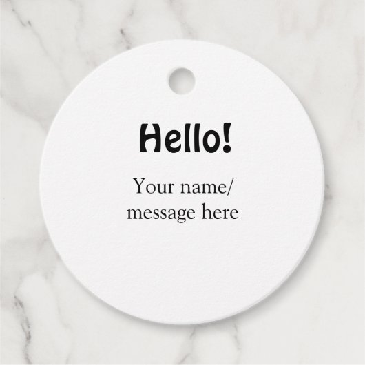 Hello add nameメッセージシンプルのミニマルビジネス項目 フェイバータグ (正面)