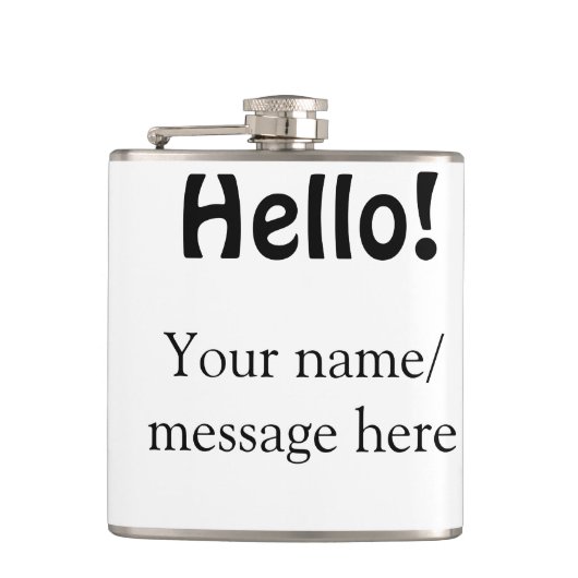 Hello add nameメッセージシンプルのミニマルビジネス項目 フラスク (正面)