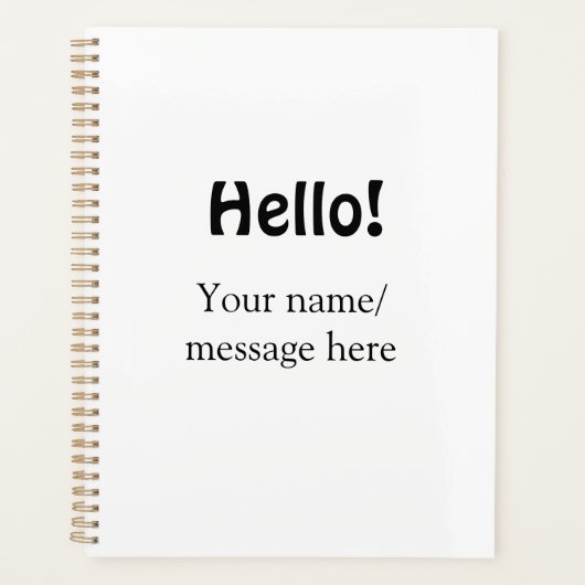 Hello add nameメッセージシンプルのミニマルビジネス項目 プランナー手帳 (正面)