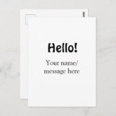 Hello add nameメッセージシンプルのミニマルビジネス項目 ポストカード (正面/裏面)