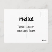 Hello add nameメッセージシンプルのミニマルビジネス項目 ポストカード (裏面)