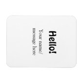 Hello add nameメッセージシンプルのミニマルビジネス項目 マグネット (横)