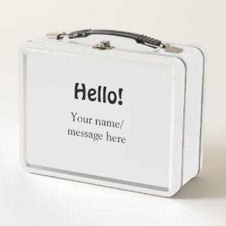 Hello add nameメッセージシンプルのミニマルビジネス項目 メタルランチボックス